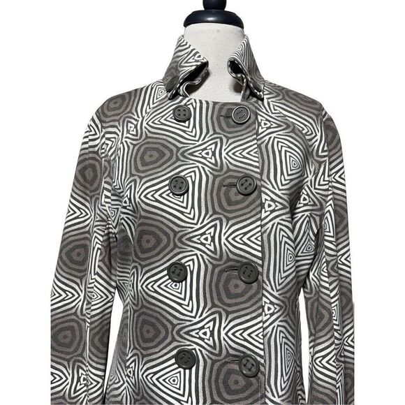 Sao Paulo Long Sleeve Abstract Pea Coat Duster Size 8 - Picture 2 of 6